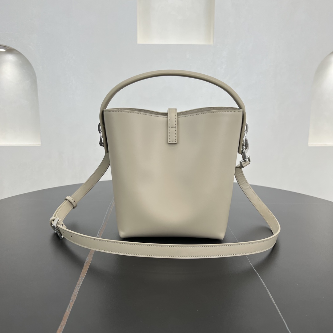 Saint Laurent LE 37 Small Smooth Calfskin Shoulder Bag Handbag Sea Salt White 749036